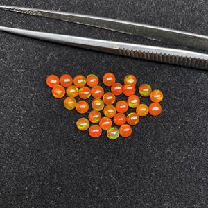 Opale Welo d'Éthiopie naturelle certifiée 3 mm, cabochon rond lisse, pierres précieuses en vrac, opale orange, pierre de naissance, bijoux à prix d'usine - Product Image 1