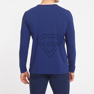 Premium Mens Long Sleeve T <b>Shirt</b> Solid Color Crew Neck Cotton Blend Slim Fit Blank Tee Top Custom Apparel Clothing Manufacturer - Product Image 4