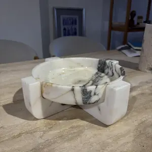 Tazón de piedra pulida de ónix, accesorio de diseño, decoración de piedra artesanal de alta gama, centro de mesa de mármol de lujo, precio de mayoreo. - Product Image 1