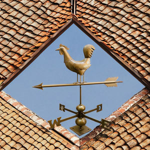 Aiguille d'vent en cuivre et laiton avec motif de coq pour la détection de la direction du vent - Product Image 4