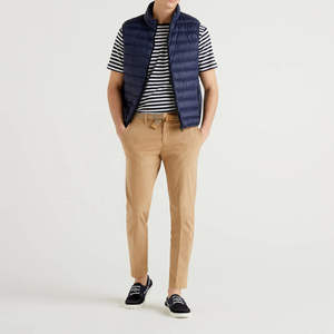 Wholesale Quilted Down Plus Size Puffer <b>Vest</b> 2026 High Quality Solid Blue Color Side Pockets Zipper Style Puffer Men's Jackets - Product Image 1