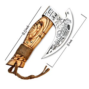 Premium Hand Forged Stainless Steel Pizza <b>Axe</b> Cutter with <b>Wood</b> Handle for Kitchen & Restaurant. - Product Image 1