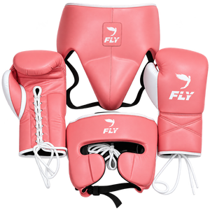 Fly Leather Boxing Gear Set Orange Lace Up Gloves Headgear <b>Groin</b> <b>Protector</b> for Adults - Product Image 5
