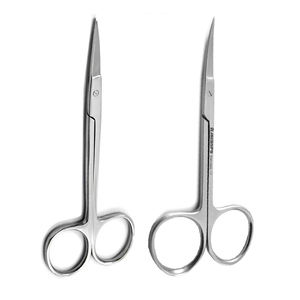 Juego de 2 Tijeras Quirúrgicas Dentales Manuales de Acero Inoxidable, Rectas y Curvas, para Disección de Tejidos, Sutura de Encías - Product Image 2