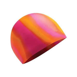 หมวกว่ายน้ำซิลิโคนสีผสม ยูนิเซ็กส์ ยืดหยุ่นได้ ดีไซน์สีสันสดใส - Product Image 1