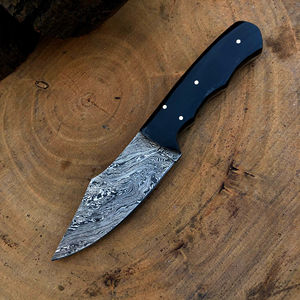 Couteau de chasse artisanal en acier Damas, lame pointue, avec manche noir, épaisseur 0,6 mm, qualité DIY, lames simples - Product Image 6