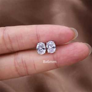 Pendientes de circonita cúbica ovalada con baño de oro de 14 quilates sobre plata de ley 925, engastados con puntas, elegante regalo de joyería para ella. - Product Image 5