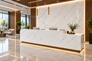 Magnifique dalle de quartz en marbre synthétique Bianco Sicilia pour comptoirs de cuisine modernes, carreaux de salle de bain et dessus de meuble de luxe - Product Image 6