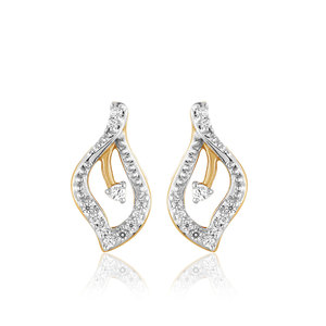 Pendientes de Diamantes Redondos de Oro Sólido de 18K para Mujer, Corte Brillante, Joyería de Lujo para Uso Diario - Product Image 1