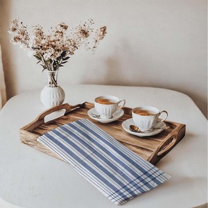 Serviettes de cuisine rayées teintes en fil, qualité supérieure, 100% coton OEM, ensembles de serviettes de cuisine personnalisées - Product Image 1