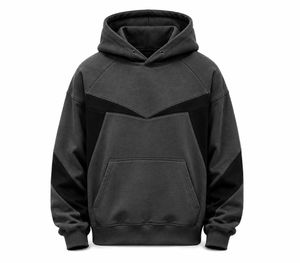 Sweat-shirt à capuche vert olive pour homme, design color block, coupe ample, streetwear, poche avant, tricoté en polyester polaire, hiver - Product Image 5