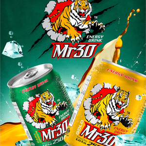 เครื่องดื่มชูกำลังกระป๋องอะลูมิเนียม Mr30 ขนาด 250 มล. แพ็ค 24 กระป๋อง ผสมทอรีนและคาเฟอีน เพิ่มพลังสำหรับนักกีฬา ไขมันต่ำ ขายส่ง - Product Image 3