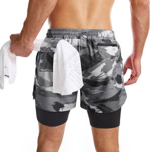 OEM Service Wholesale Custom Design Men Double <b>Layer</b> Shorts Solid Casual Quick Dry Eco-Friendly New Arrival Private Label - Product Image 2