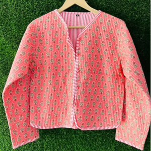Wholesale and Manufacture Indian Handmade <b>Quilted</b> Cotton Jacket Vintage Cotton Kantha Jacket Reversible Raw Edge Free Edge - Product Image 1