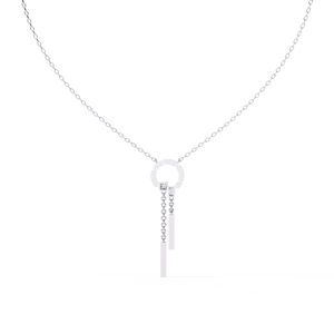 Elegant Geometric Circle Tassel Diamond <b>Necklace</b> in 10k 14K 18k White Gold Luxury <b>Statement</b> Diamond Jewellery Collection - Product Image 2