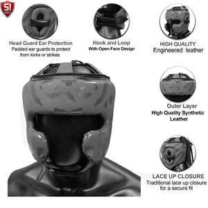 Protector de Cabeza de Cuero Vacuno Personalizado OEM para MMA, Casco de Boxeo para Kickboxing, Karate, Taekwondo con Diseño Facial - Product Image 6
