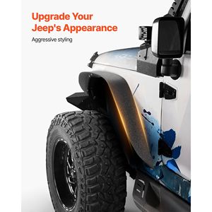 Deflettori per Jeep JK/JKU 2/4 Porte 2007-2018, Parafanghi Anteriori e Posteriori Neri Verniciabili a Trama Fine, Compatibili Fuoristrada - Product Image 6