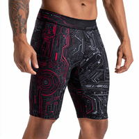 Shorts de yoga à compression par sublimation OEM pour hommes, shorts de sport à taille élastique, shorts de compression 100% polyester pour hommes