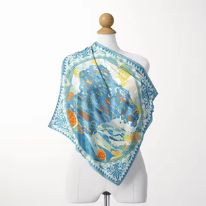 Women's Fashion Elegant Printed 100% <b>Silk</b> <b>Square</b> <b>Scarf</b> Bandana for Events In Low Price And Moq - Product Image 1