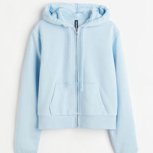 Sweat-shirt à capuche court décontracté pour femme, imprimé uni, anti-boulochage, hiver, poches brodées, manches longues, tricoté - Product Image 3