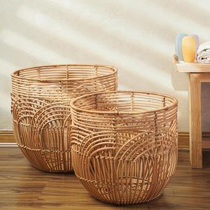 Handcrafted Rattan <b>Basket</b> Woven <b>Storage</b> Organizer Natural <b>Wicker</b> Home Decor Wholesale Supplier In Vietnam - Product Image 6