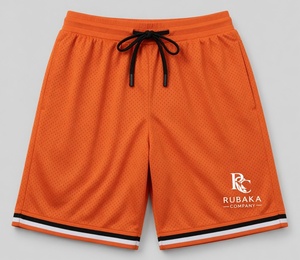 Shorts de sport en mesh marron avec cordon de serrage doré et logo Huracan, idéal pour les tenues d'équipe stylées et les vêtements de sport décontractés. - Product Image 5