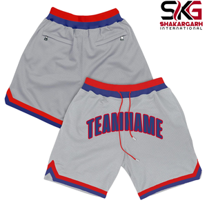 Custom Front Printed Embroidered Basketball <b>Shorts</b> <b>with</b> Mesh Zipper <b>Pockets</b> Elastic Waist Teamwear for Unisex Adults - Product Image 6