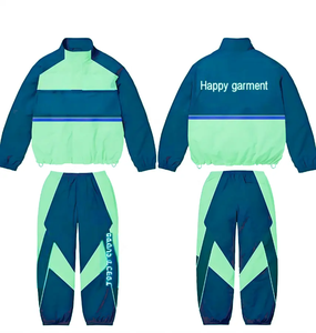Custom Men's Side Button Flared <b>Nylon</b> Windbreaker <b>Jogger</b> Set Loose Casual Cargo Tracksuit Fully customized embroidery for logos - Product Image 3