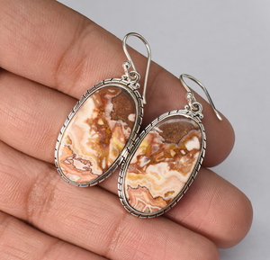 Natural Rhodochrosite Dangle <b>Earrings</b> In 92.5 Sterling Silver Anniversary Gift For Her - Product Image 3