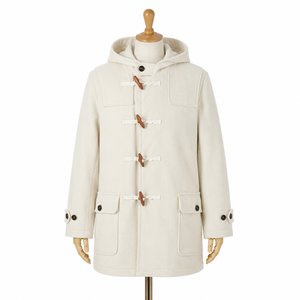 Veste parka en laine mélangée blanc cassé pour homme, manteau d'hiver chaud avec capuche et boutons-pression, épais manteau d'extérieur - Product Image 1