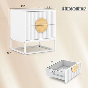 Comodino Moderno Stile Mid-Century con 2 Cassetti e Maniglie in Legno di Pino per Arredamento Camera da Letto - Product Image 5