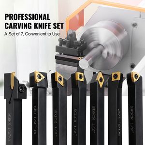 Utensili per tornio in carburo superresistente 40CR indicizzabili, punte per taglio e formatura metalli da 1/2 pollice, set da 7 pezzi - Product Image 2