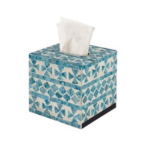 Handmade Wooden Tissue Box with Mother of Pearl Inlay for Home Decor - Product Image 2
