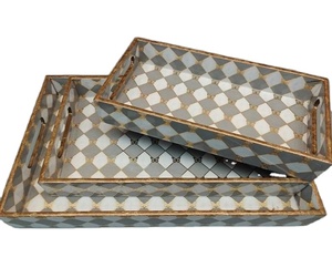 Bandeja de Servir Ecológica Hecha a Mano de MDF, Impermeable, con Esmalte de Madera para Café, Forma Rectangular, Diseño Artesanal - Product Image 1