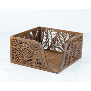 Wooden Tissue Box with Leaf Pattern Design Modern Organizer for Tabletop Use - Product Image 3