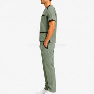 Ensemble de tenue de travail élégante pour hommes, vêtements de travail pour le secteur de la santé, avec un design moderne à col en V, tissu doux, plusieurs poches et mouvements confortables - Product Image 6