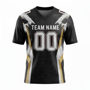 Camisetas de Fútbol Americano Personalizadas, Sublimadas, para Adultos, Unisex, Cuello en V, Manga Corta, Transpirables, de Malla, Secado Rápido, Antibacterianas - Product Image 1