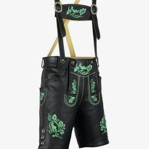 Lederhosen authentiques noirs pour hommes, style Oktoberfest, tailles EU 46 à 62, en stock - Product Image 1