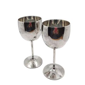 Verres à vin en métal, verres incassables faits à la main, couleur argent, gobelet à eau, gobelet à vin, design en relief, accessoires de bar - Product Image 1