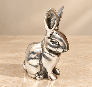 Figura de Conejo Plateada Pulida, Elegante Escultura de Conejo de Metal, Decoración de Mesa para el Hogar u Oficina, Estatua de Animal Moderna, Decoración de Lujo - Product Image 2