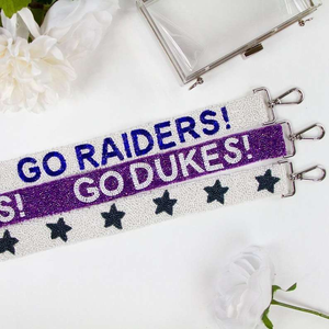 Ceinture perlée personnalisable faite à la main pour le jour du match de football, idéale pour l'école, remplacement de poignée de sac à bandoulière, bandoulières faites à la main - Product Image 1