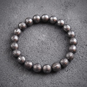 Pulsera de Acero de Damasco con Cuentas – Esferas Metálicas Audaces, Pulsera de Puño con Forma de Luna, 9mm de Ancho, 2-3mm, Regalo de Moda para Él - Product Image 6