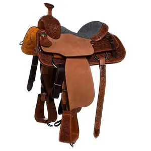 High Quality Western Cow Boy Barrel Ranch Roper Racing leather horse saddle Manufacturing From India