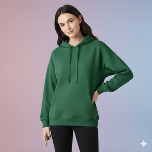 Sweat à capuche décontracté pour femme en coton 100% à manches longues, sweat à capuche élégant pour femme avec logo sur le devant - Product Image 5