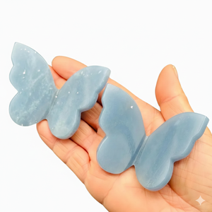 Vente en gros d'ailes de papillon 3D en angelite naturelle, sculpture sur cristal, pierre énergétique, spécimen minéral de guérison, décoration pour la maison et le bureau - Product Image 6