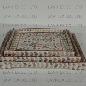 Ramadan Eid Nacre florale rectangulaire plateaux de service luxe style à couper le souffle du Vietnam - Product Image 2