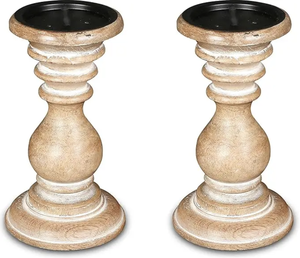 <b>Top</b> Selling Wooden Candle Holder Rustic White Washed Floral Pattern Candle Stand Decorative Table Available For Sale - Product Image 5