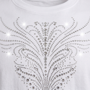 Men's White Short Sleeve <b>T</b>-<b>Shirt</b> With Rhinestone Feather Design O-Neck Casual Jersey Fit Rhinestone <b>T</b> <b>shirts</b> - Product Image 6