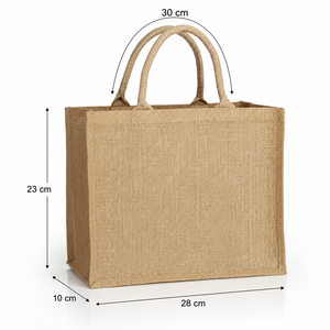 Custom Logo Laminated Natural Jute Tote Bag 28x23x10 cm Reusable Promotional Shopping <b>Gift</b> Bag Wholesale Manufacturer Exporter - Product Image 2
