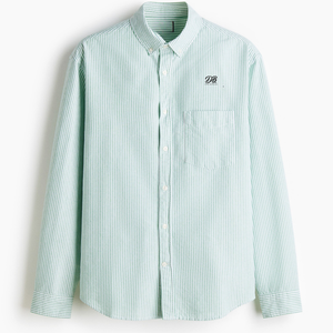 Camisa Oxford de Corte Regular para Hombre, Manga Larga, con Botones, de Algodón, Informal, Elegante, para Oficina, Negocios, Clásica y Estilosa - Product Image 1